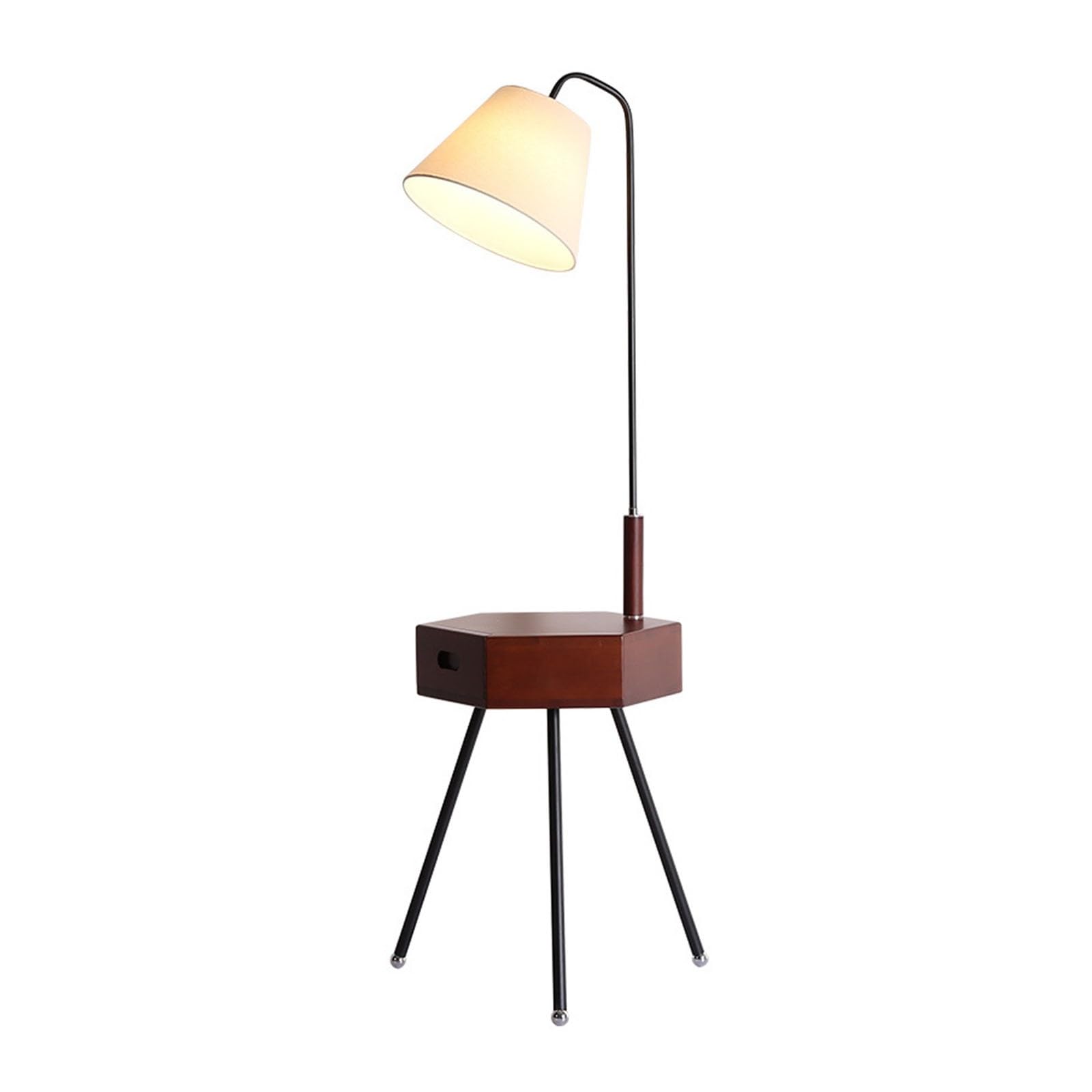 LJHFG63KUYT Standing Lamps End Table with Lamp, Bedside 3 Color Temperature Reading Light Decorate(Bruin)