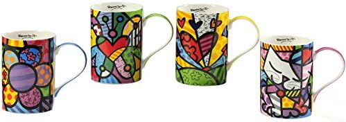 Romero Britto Gift Boxed New Bone China Mugs - Set of 4