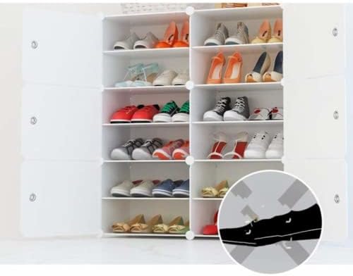 Supernic Portable Shoes Organizer Modular Cabinet Shelving Stackable Storage Shelf Unit with Door for Shoes Boots Slippers (2 x 6 Tier)