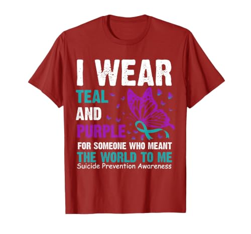I wear Teal & Purple for Someone who Meant the World to me T-Shirt, Men, Cranberry Red, X-Large