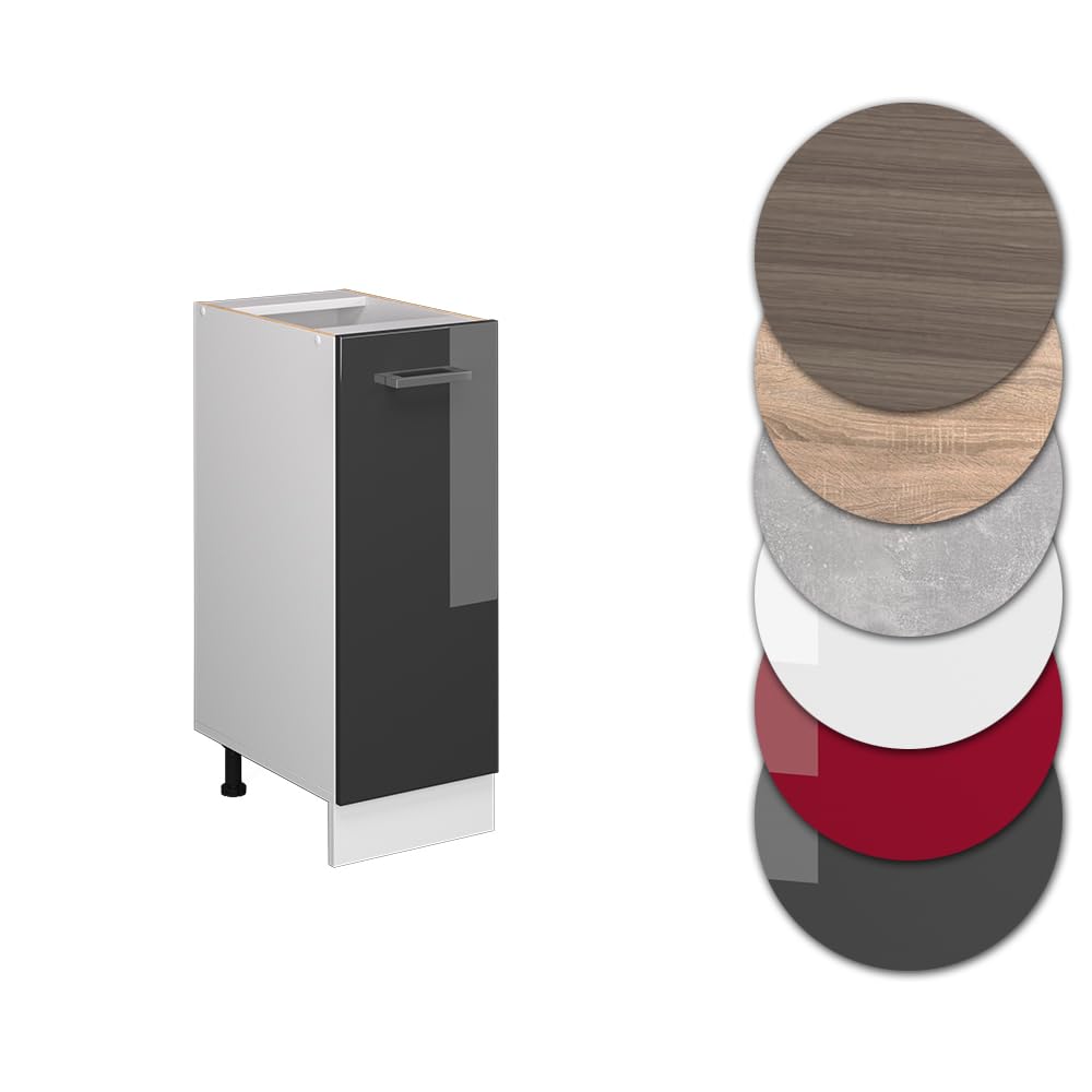 Vicco Armadio cucina dispensa alto R-Line, Antracite lucido, 30 cm senza piano di lavoro, per la libera combinazione all'interno di sistemi cucina modulari