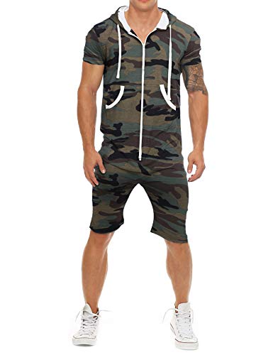 Coofandy Mens Sweatsuit Hooded Jumpsuit Overalls Comfy Jogging Suit Camo, Large #TOP20