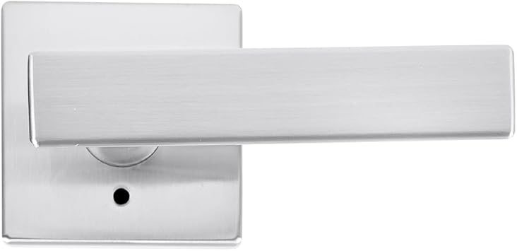Delaney Hardware Kira Privacy Door Handle, Right-Handed, Fits Doors 1-3/8 to 1-3/4 in. Thick, Satin Nickel Finish Bed & Bathroom Push Button Door Lever Easy to Install Door Lock