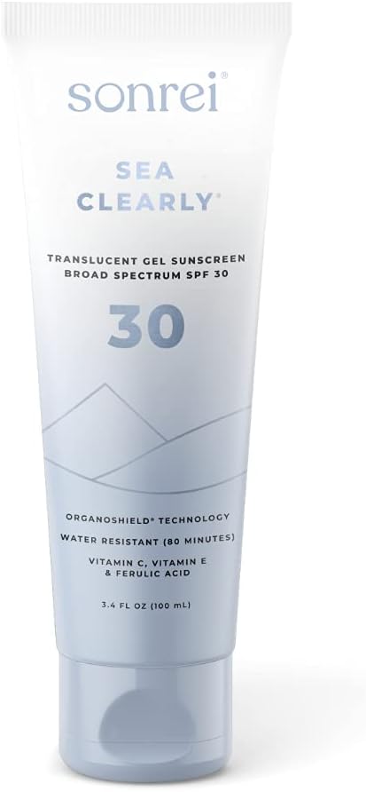 SonreiSea Clearly Premium SPF 30 Clear Face and Athleisure Body Sunscreen Gel | UVA, UVB & Antioxidant Enriched, Reef Safe, UV Protection, Vegan, GMO & Gluten Free - 3.4 Fl Oz (1 Pack)