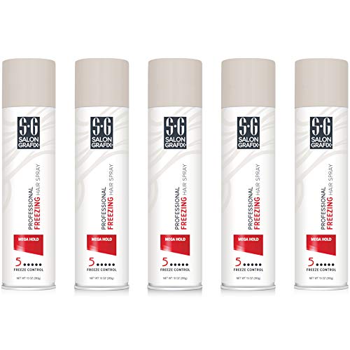 Salon Grafix Mega Hold Professional Freezing Hair Spray, 10 Ounces each (Value Pack of 5)