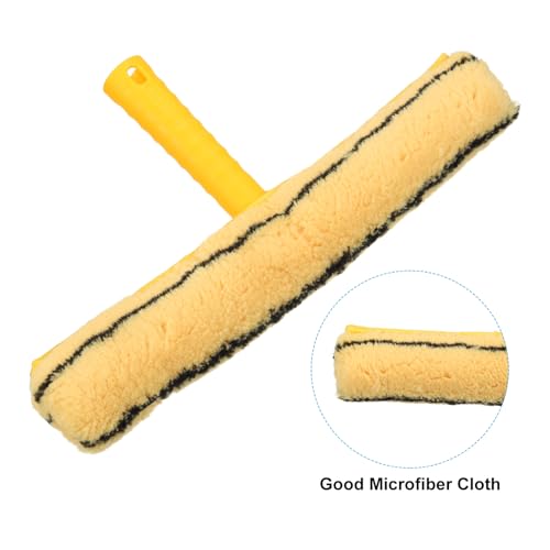 Image of MECCANIXITY Microfiber Scrubber Cleaning Tool with Yellow Handle for Window Glass Marble Wall Home Bathroom, Yellow