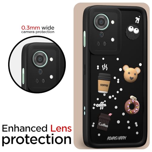Image of Pikkme Back Cover for OnePlus Nord 2T 5G | Cute Fun Cartoon 3D Bear Silicone Full Body Protection Bumper Cover (Black) | Cute