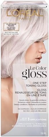 L’Oreal Paris Le Color Gloss One Step In-Shower Toning Hair Gloss for Bleached Hair, Neutralizes Brass, Conditions & Boosts Shine, Platinum Pearl, 4 Ounce