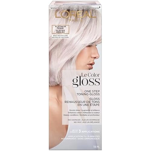 L’Oreal Paris Le Color Gloss One Step In-Shower Toning Hair Gloss for Bleached Hair, Neutralizes Brass, Conditions & Boosts Shine, Platinum Pearl, 4 Ounce