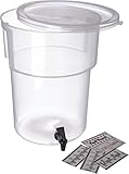 Carlisle FoodService Products Round Beverage Dispenser Drink Dispenser with Spigot for Catering, Plastic, 5 Gallons, Clear
