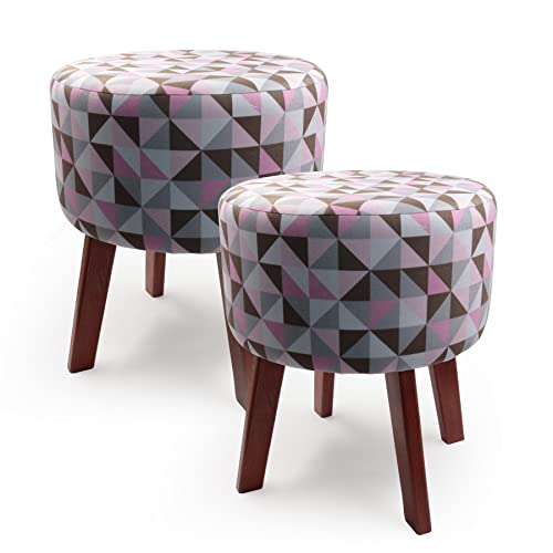 Kit 2 Pufe Puff Puf Banco Decorativo Redondo 4 Pés Banqueta Cor:Colorido