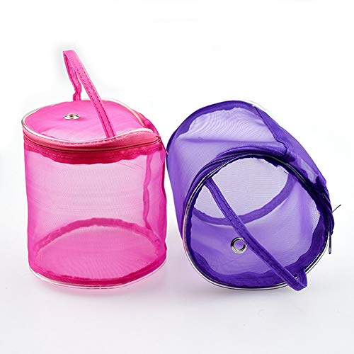 Katech Yarn Storage Case Empty Small Round Mesh Storage Bag Portable Knitting Yarn Balls Organizer Basket Crochet Thread Sewing Accessories Storage Tote Bags (Purple) #TOP6