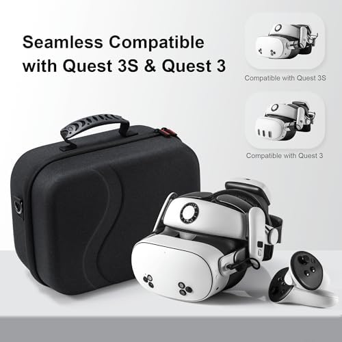 Large Carrying Case for Meta Quest 3/Quest 3S, Hard Travel Case for BOBOVR S3 Pro/Kiwi Design Battery Head Strap, Controllers and Other Accessories, Portable Travel Bag for Oculus Quest 3S/Quest 3