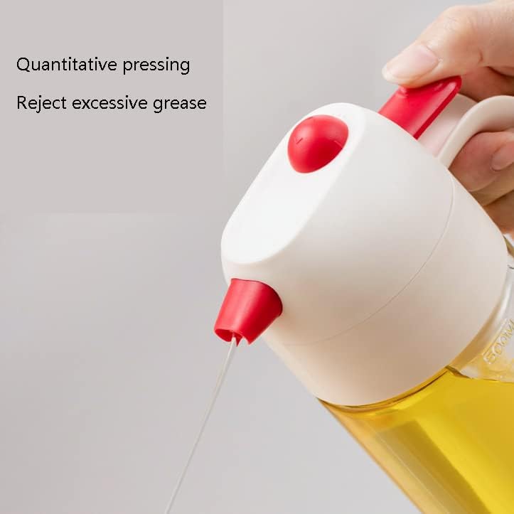 EFARMA Oil dispenser for kitchen, Press-type Oil Sprayer Cooking Sauce Bottle Quantitative Oil Control Pot Glass Oil Tank Kitchen Household Vinegar Sprayer simple, 500ml, Bianco