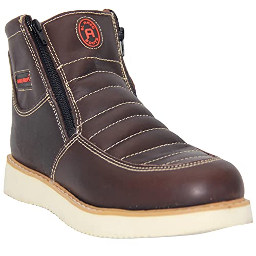 Men's Double Zipper Moc Leather Work Boot (10.5, Café)