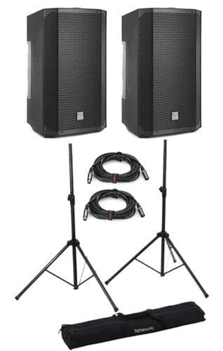 Electro-Voice Everse 12 12-inch 2-Way Battery-Powered PA Speakers with Stands and Cables - Black