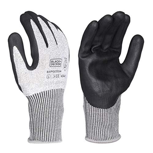 BLACK+DECKER Supported Safety Hand Gloves With 15 Gauge Grey Hpp Liner & Nitrile Coating|Safety Gloves For Mechanical Risk...