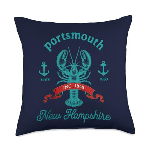 Portsmouth NH Lobster Fishing Souvenir Throw Pillow