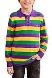 Baby Girls Mardigras Knit Polo Shirt Novelty Fat Tuesday Long Sleeve Striped Shirt Fleur De Lis Sweater...