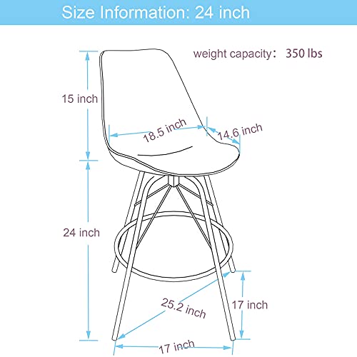 Andeworld Bar Stools Set Of 4 Swivel Bar Stool Counter Height Stools Barstools With Plastic Backs & Metal Base(Swivel 24 Inch, White) #TOP4