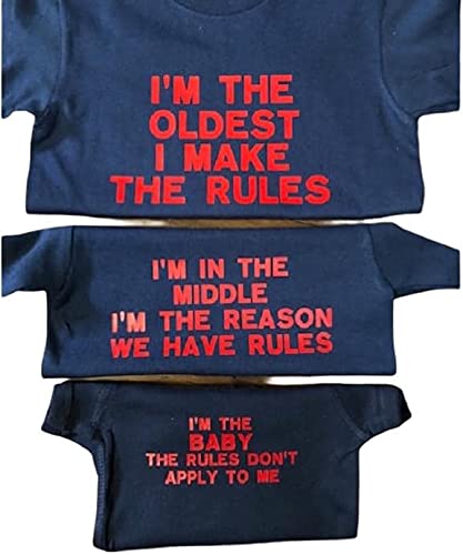 Teesbytini Personalized Sibling Shirt Set Of Three Oldest Middle Baby Brother Sister Shirts thumb #1