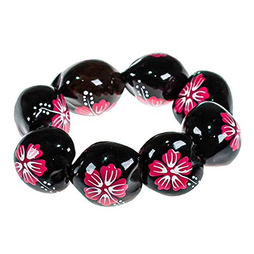 Pulsera tobillera Kukui flor rosa BlueRica de estilo playero hecho a mano