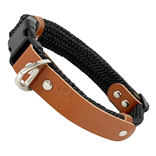 Collar Antitirones Perro. Adiestramiento para Cachorros Perros Pequeños Medianos y Grandes. Nylon Cuero, Suave Resistente. Hecho en España. Cognac&Negro.