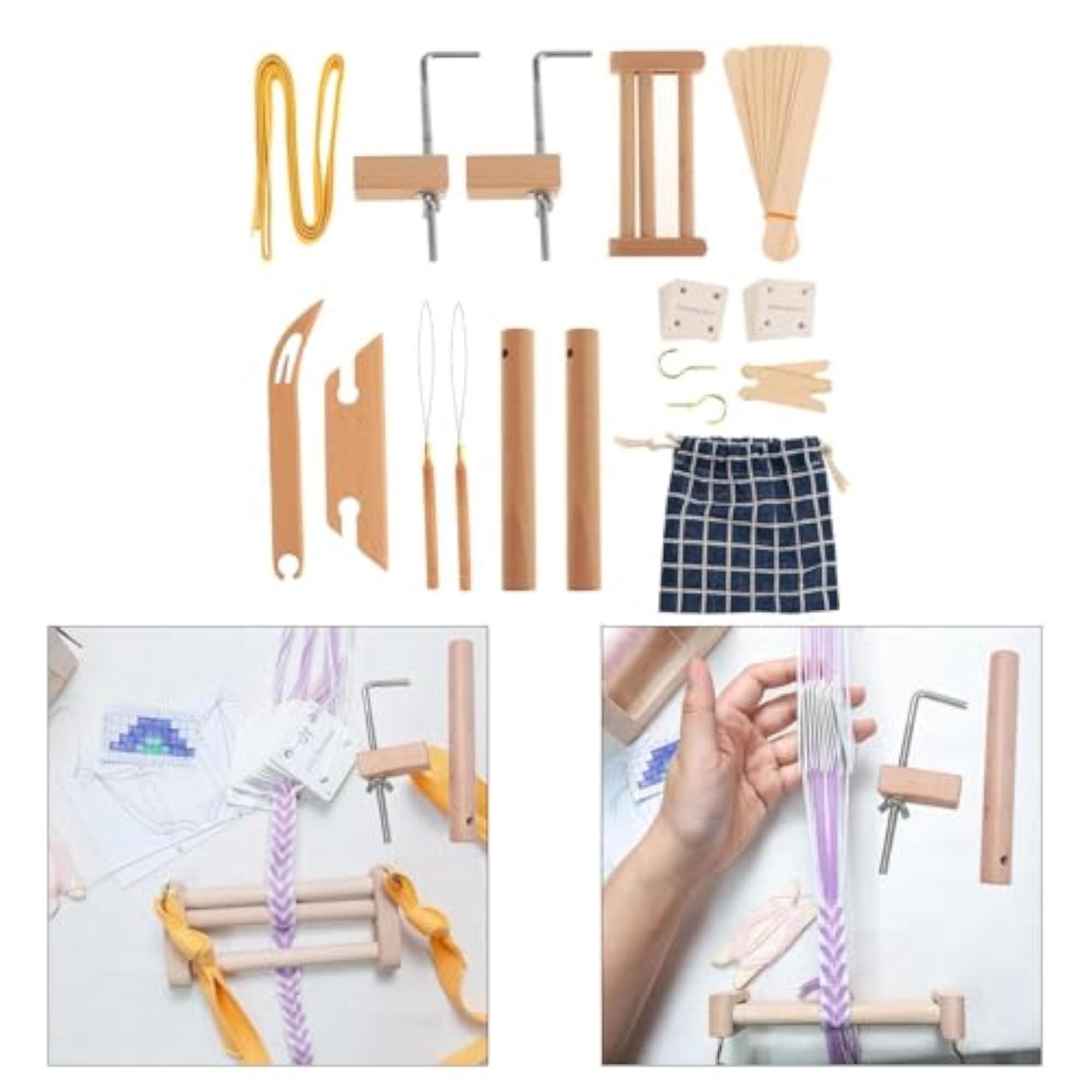 Weaving Loom Kit DIY for Beginners with Beech Wood Clamp