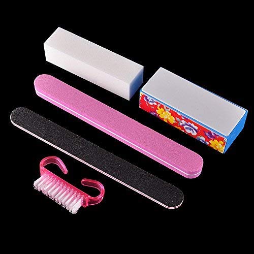 AKOAK 5 Pcs/set Nail Art Buffer File Block Professional Manicure Tools Kit Rectangular Nail Files Brush Nail Art Tools