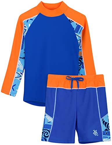 Tuga Boys Two-Piece Long Sleeve Swimsuit Set 2-14 Years, UPF 50+ Swimwear