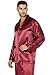 Intimo Men's Satin Pajama Sleep Top with Pockets, Maroon, Medium