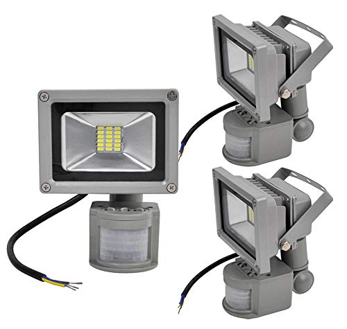Leetop 3pcs Interior y Exterior 20W LED Focos Blanco Frio con Sensor de Movimiento,con Fijación Colgar y Kit de Tornillos,Waterproof IP65