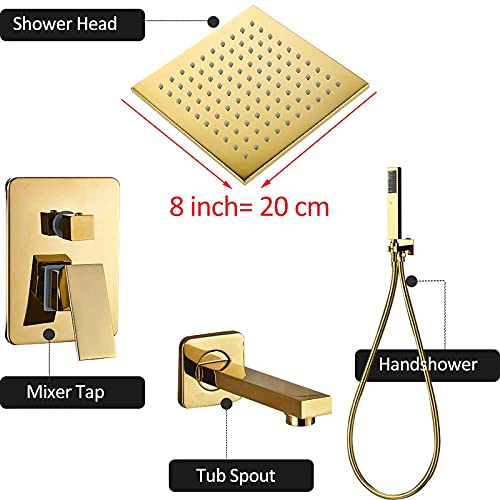 Colonne de douche dorée encastrée LED en laiton de prestige - 3