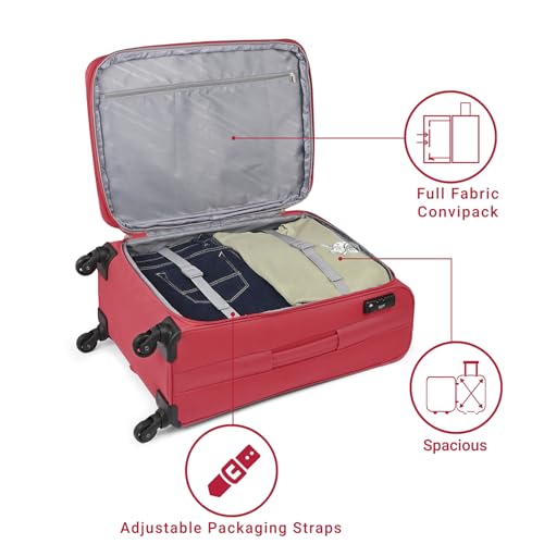 Image of VIP Evolve - S03 Set of 3 (Cabin+Medium+Large) Trolley Bag, Cm | Combination Lock | 8 Wheels | 7 Year International Warranty | Maroon & Three Grey Duffle Bags