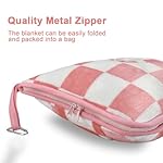 Travel Blanket and Pillow Compact, Premium Soft 2 in 1 Airplane Blanket with Soft Bag Pillowcase，Hand Luggage Sleeve and Backpack Clip (Ckeckered Pink) - Image 4