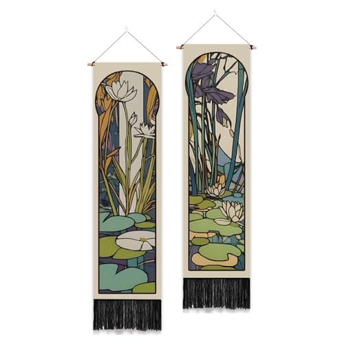 Tapisserie murale esthetique lotus PLIGREAT deco verticale salon et chambre