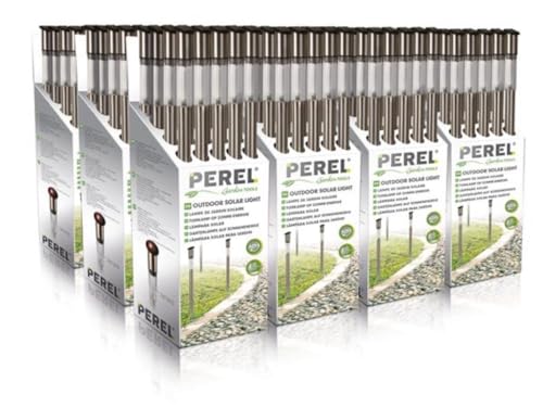PEREL - CSOL09D Solar Außenleuchte mit Edelstahl Sockel, Weiß (20-er Pack) 166051