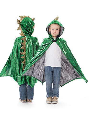 Little Adventures Deluxe Childrens Dragon Cloak Cape Age 3-8 (Green) - Machine Washable Child Pretend Play and Party Dress-Up with No Glitter - Thumbnail 2