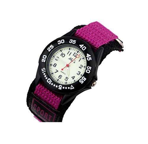 Preisvergleich Produktbild Kinder Fluoreszierende wasserdichte Uhr mit Nylon Klettverschluss Strap in Geschenkverpackung