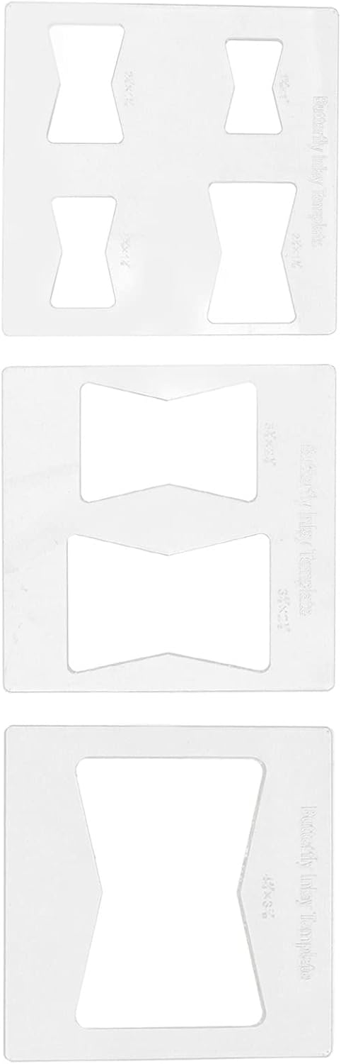 Oumefar 3Pcs Butterfly Inlay Templates Kit, 6x6 Inches Butterfly Templates for Woodworking, Router and Decorative Templates for Woodworking, Bowtie Router Template Jig Kit