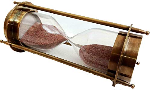 7" Nautical Brass Sand Timer Hourglass With Maritime Brass Compass Table Decorative Rustic Vintage Home Decor Gifts #TOP3
