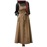 Women’s Pinafore Square Apron Baking Cooking Gardening Works Cross Back Cotton/Linen Blend Dress wit