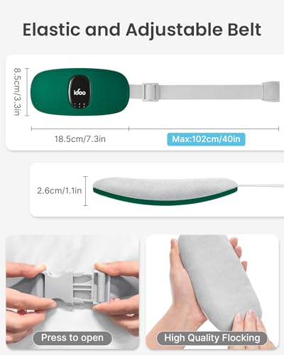 Image of iDOO Travel Heating Pad, FSA Eligible Item, Portable Heating Pad for Period Cramps with 3 Heat Levels and 3 Massage Modes, Menstrual Heating Pads for Women, Gifts for Girlfriend Mom Wife Women (Green)
