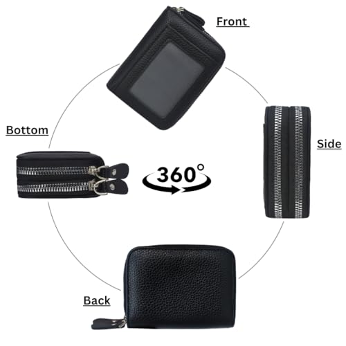 NGIL Small Zippered Faux Leather Wallet for Women, Accordion-Style Card Slot Women Wallet, RFID Blocking Credit Card Holder Wallet, Card Cases & Money Organizers (Black)3