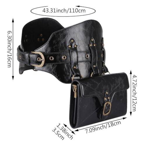 Pochette de ceinture steampunk vintage en cuir PU durable
