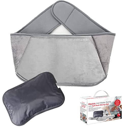 Almineez Bouillotte électrique rechargeable avec ceinture en peluche - Soulage les maux de dos, les crampes, l'arthrite, les mains et le ventre Cover