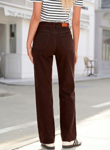Image of Sidefeel Women's High Waisted Straight Leg Jeans Drawstring Denim Pants
