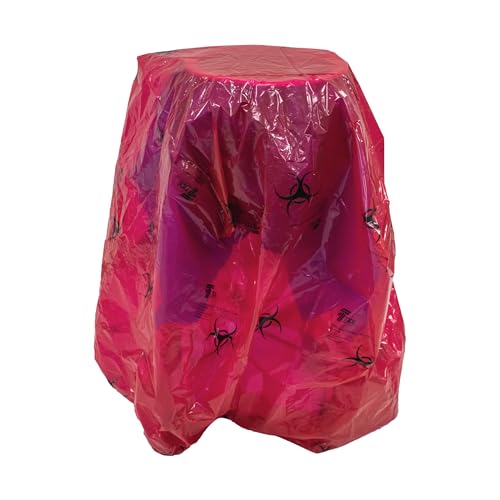 Image of TIDI 5540RS TIDIShield Transport Cover for Ring Stand ― Post-Case Ring Stand Containment Cover ― Red with Biohazard Symbols ― Quantity: 20 Transport /Containment Covers ― Medical Supplies