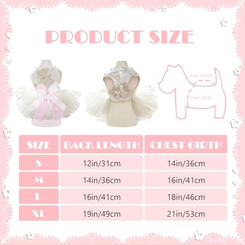 Roupa de casamento bordada para cães, vestido de princesa para cães pequenos, saia de tule para filh
