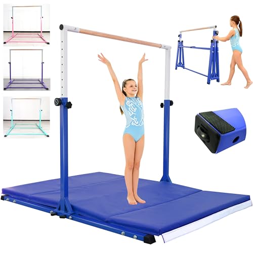 Image of Seliyoo Foldable Gymnastics Bar for Kids Teens Ages 3-18, 5FT /6FT Kip Training Bar -Sturdy Base for Home Training,Adjustable Height 35 inch to 59 inch for, 400 LBS Capacity,Anti-Slip Base & Easy Assembly